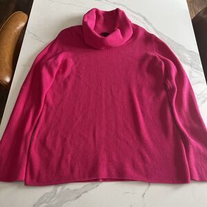 Talbots Sweater Womens Large Pink Cotton Modal Blend Cowl Neck Pullover Knit EUC
